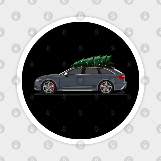 Funny Christmas Ugly Sweater - Tree on Car - RS6 Magnet by Automotive Apparel & Accessoires